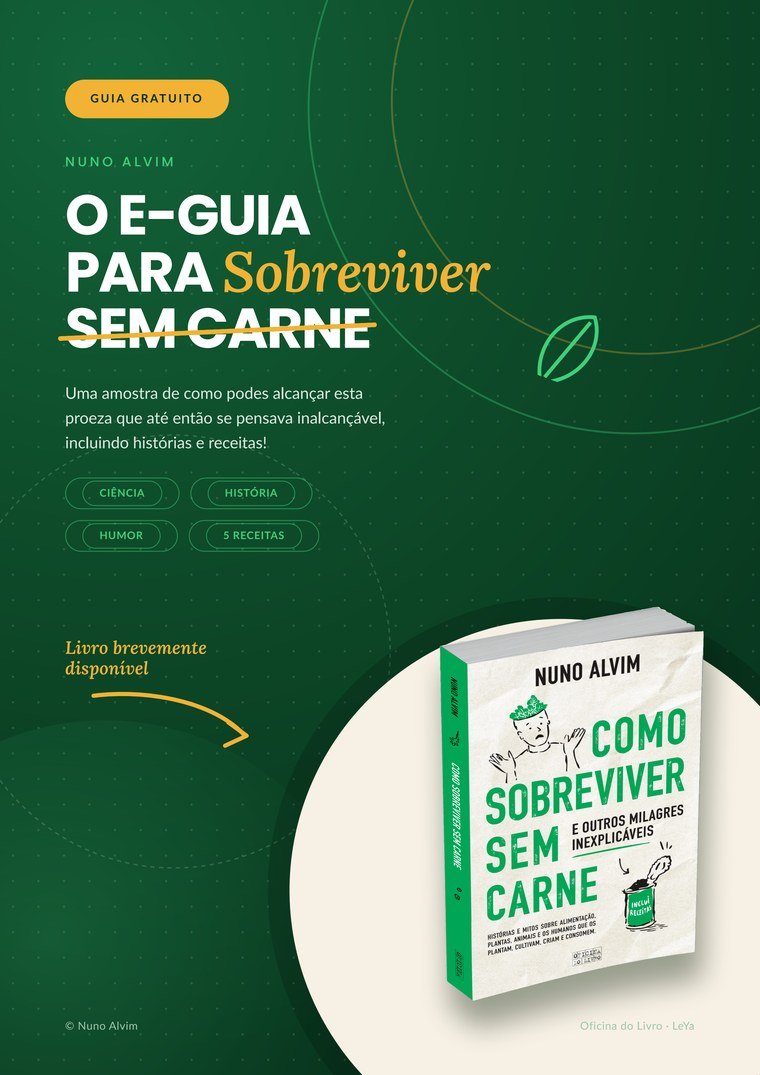 Capa do e-guia gratuito para Sobreviver Sem Carne — 3 mitos e 5 receitas