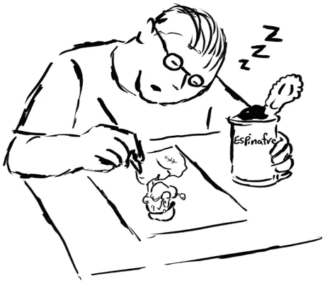 Ilustração: pessoa a cozinhar com várias taças